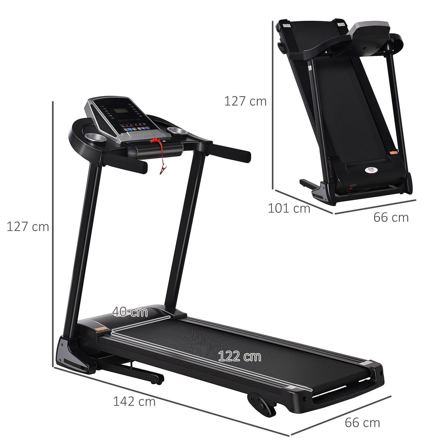 Folding 12km/h Electric Treadmill Running Machine Incline LED Display HOMCOM