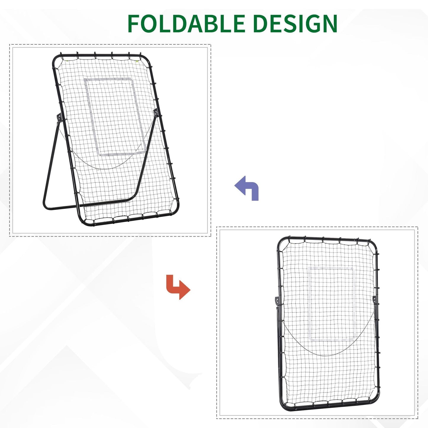 Foldable Football Rebounder Net Adjustable Angles with Target Zone HOMCOM