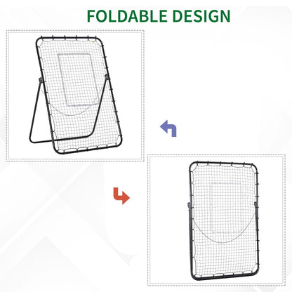 Foldable Football Rebounder Net Adjustable Angles with Target Zone HOMCOM