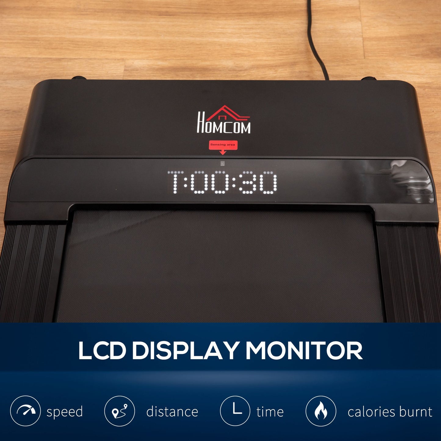 LED Display Treadmill Aerobic Exercise Machine for Home Office, Black HOMCOM