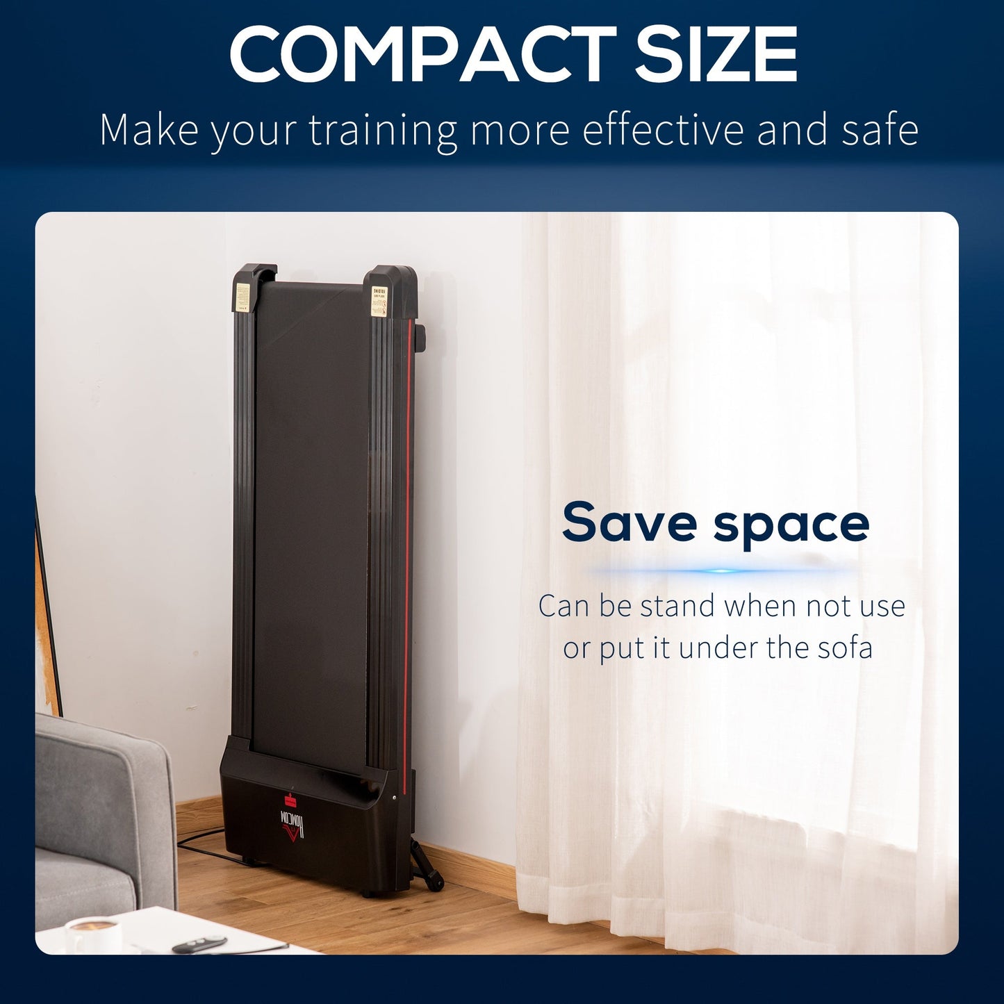 LED Display Treadmill Aerobic Exercise Machine for Home Office, Black HOMCOM