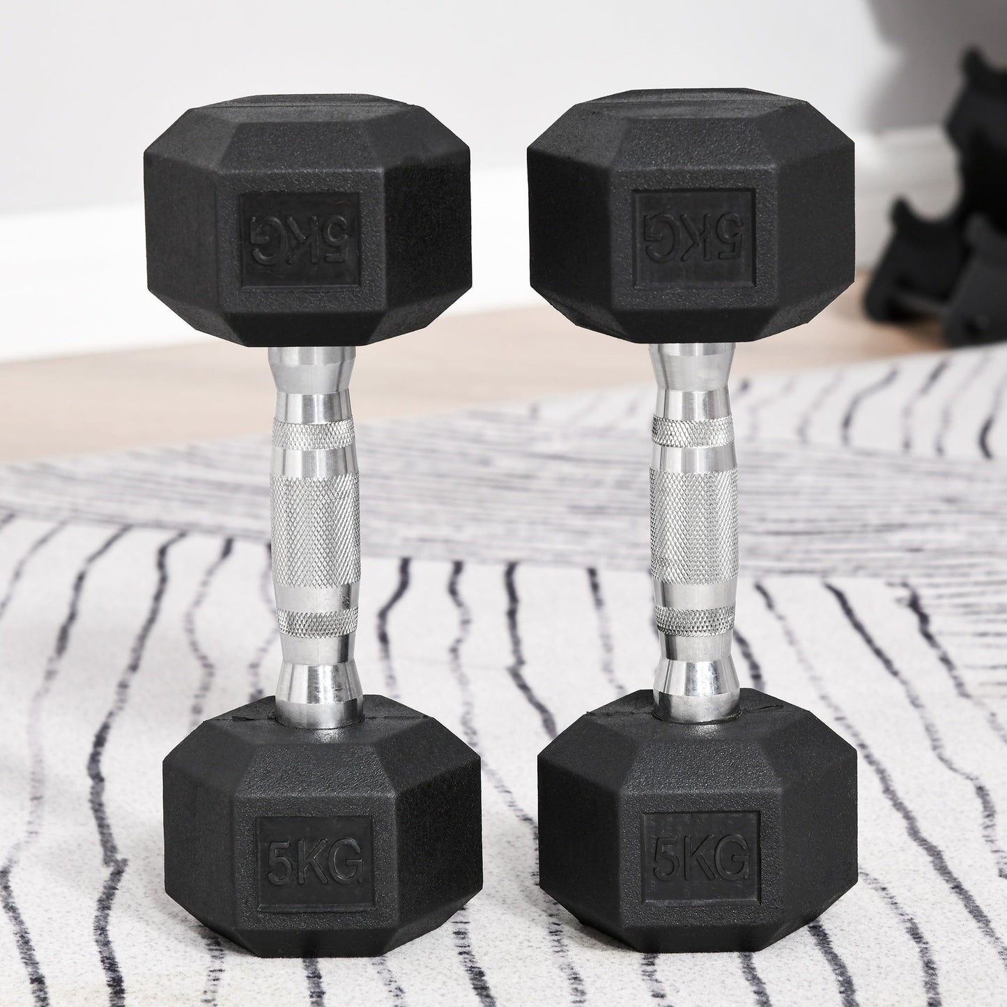 Hexagonal Dumbbells Kit Weight Lifting Exercise for Home Fitness 2x5kg HOMCOM