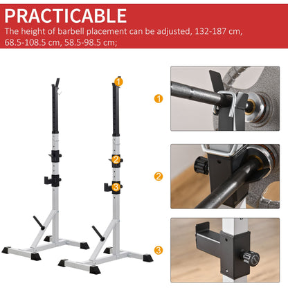 Adjust Pair of Barbell Squat Racks Stand Weight Lifting Bench Press Gym HOMCOM