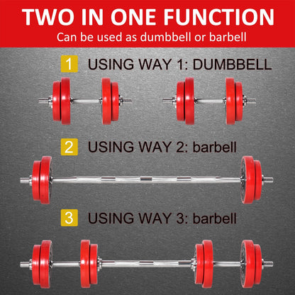 20KGS Dumbbell & Barbell  Adjustable Ergonomic Set Exercise in Home Gym HOMCOM