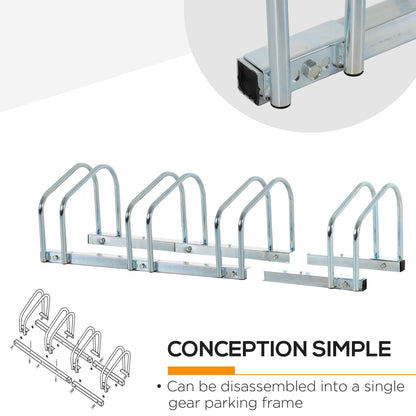 4 Bike Parking Rack Locking Storage Stand Holder Floor Wall Mount  HOMCOM