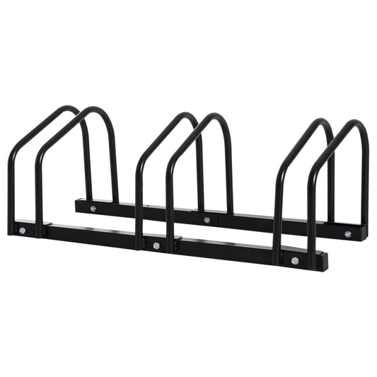 Bike Parking Rack Bicycle Locking Storage Stand for 3 Cycling Black HOMCOM