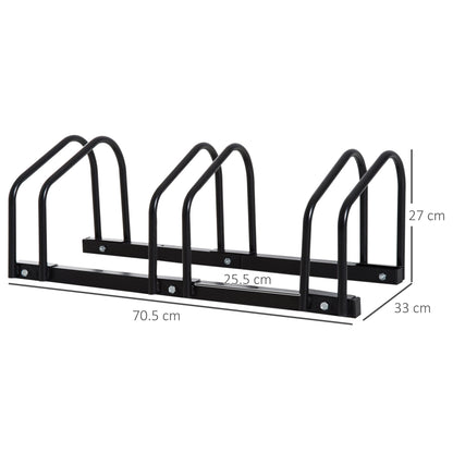 Bike Parking Rack Bicycle Locking Storage Stand for 3 Cycling Black HOMCOM