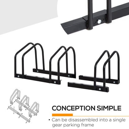 Bike Parking Rack Bicycle Locking Storage Stand for 3 Cycling Black HOMCOM