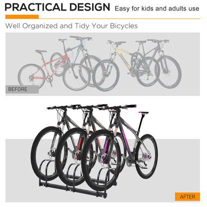 Bike Parking Rack Bicycle Locking Storage Stand for 3 Cycling Black HOMCOM
