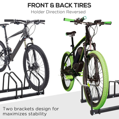 Bike Parking Rack Bicycle Locking Storage Stand for 3 Cycling Black HOMCOM
