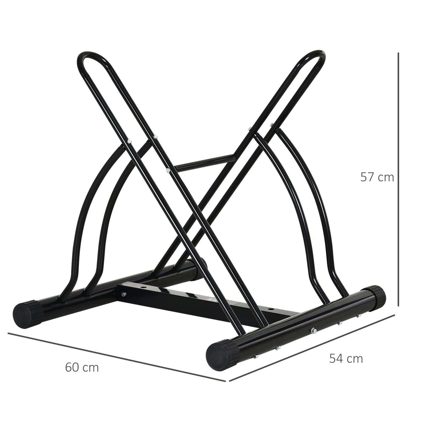Reversible 2 Bike Holding Rack Steel Frame Outdoor Foot Caps Stand HOMCOM