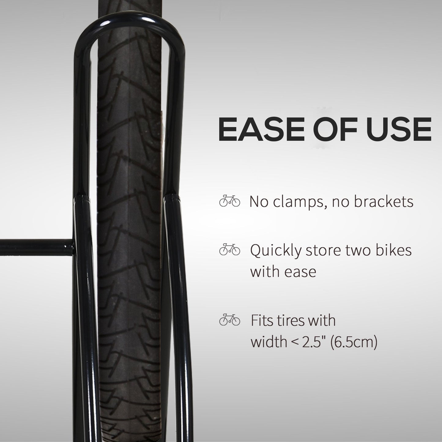 Reversible 2 Bike Holding Rack Steel Frame Outdoor Foot Caps Stand HOMCOM