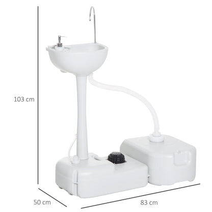 24L Portable Portable Hand wash Sink Hand Washing Basin Water Tank Outsunny