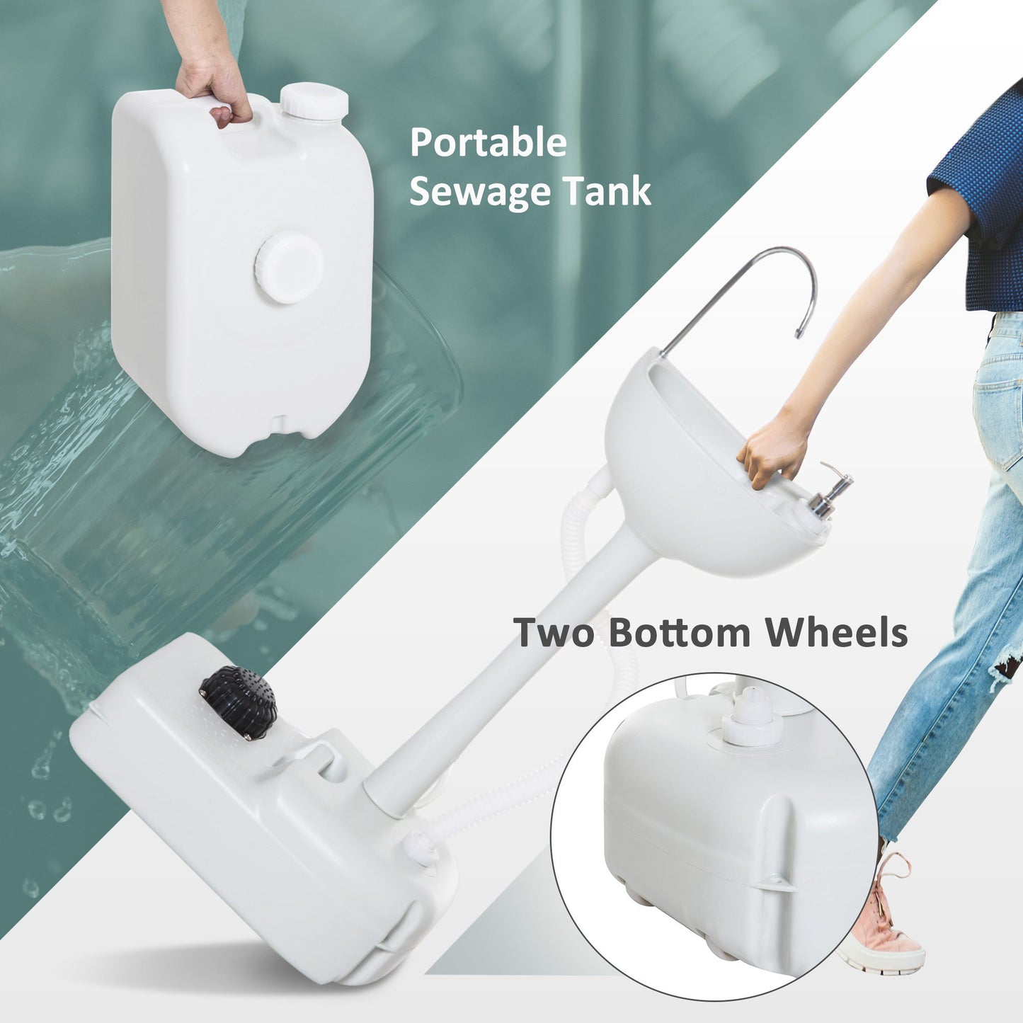 24L Portable Portable Hand wash Sink Hand Washing Basin Water Tank Outsunny