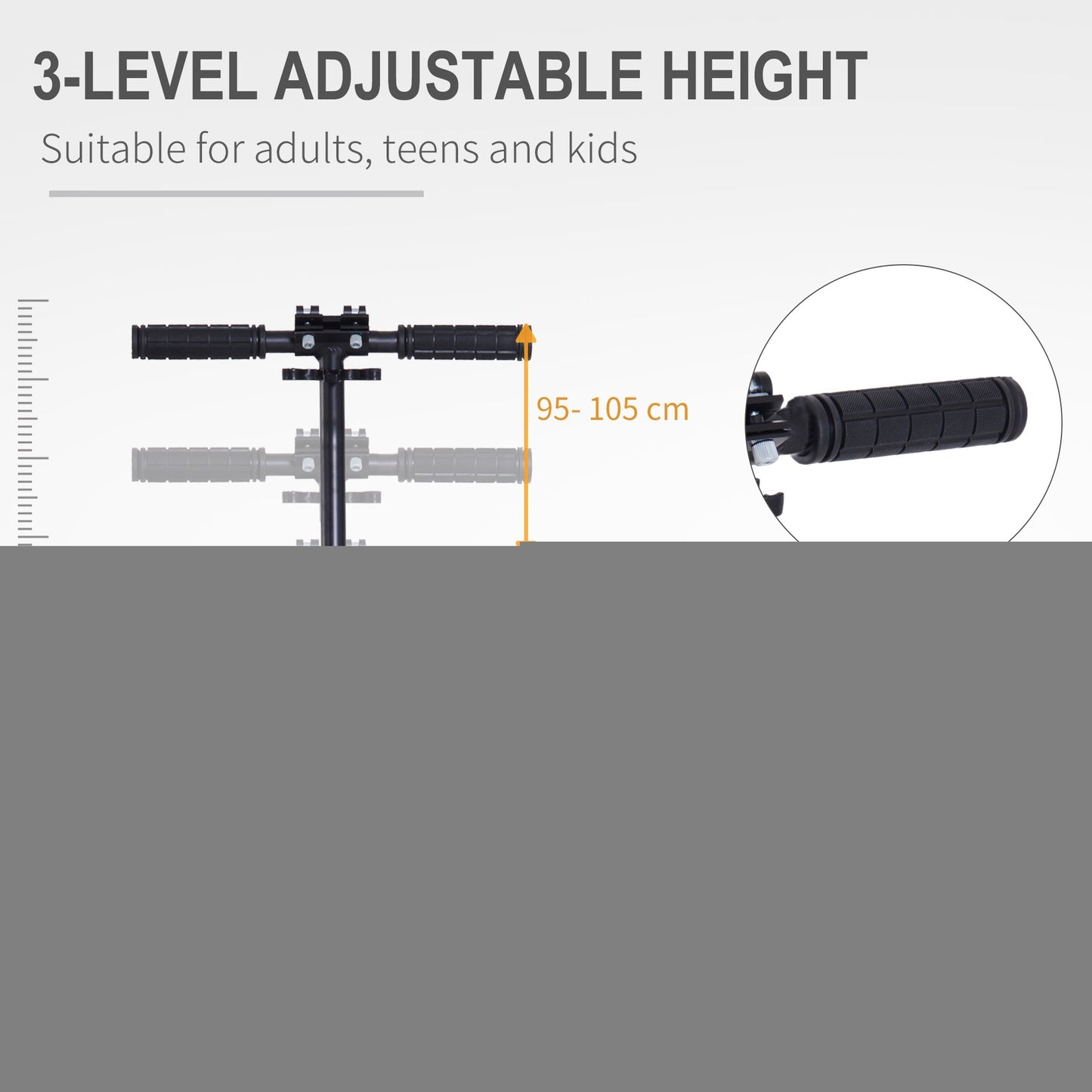 Folding Kick Scooter Teens Adult Ride On Adjustable 2 Big Wheels Black HOMCOM