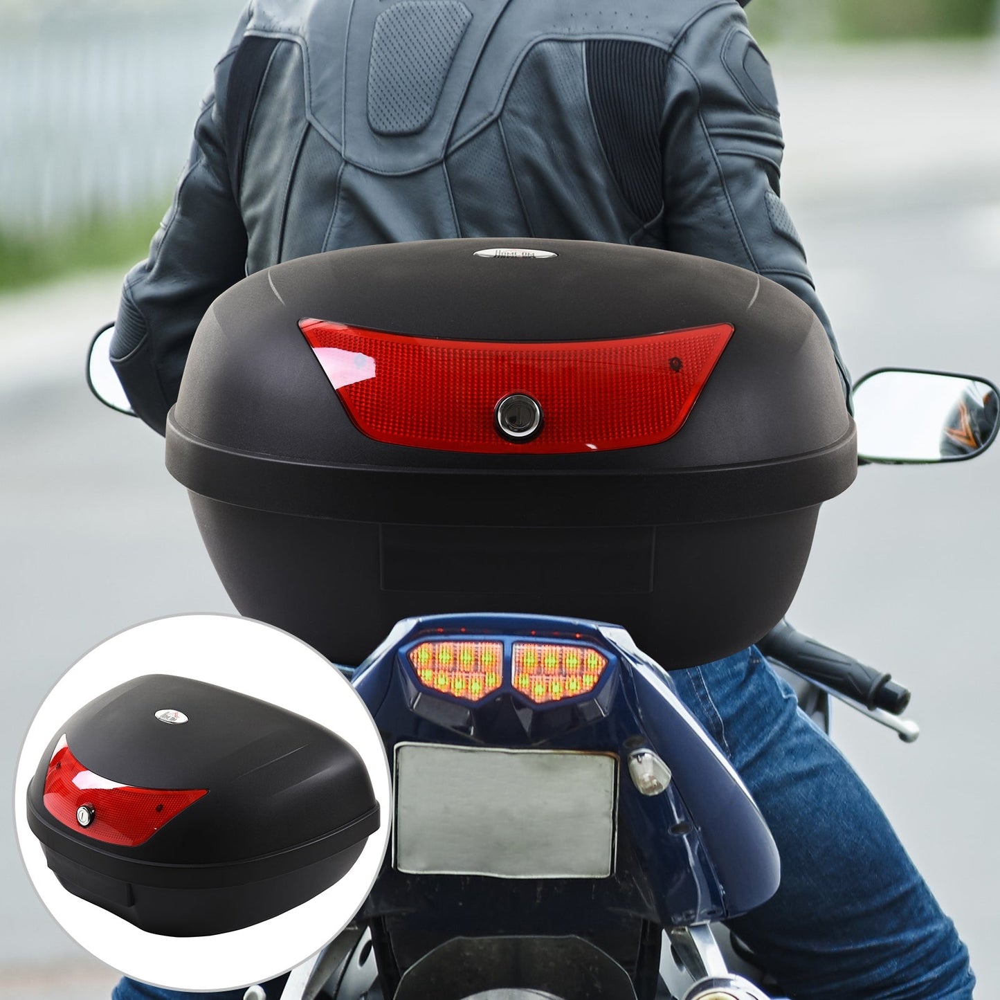 48L Motorcycke Trunk Travel Luggage Storage Box, Can Store Helmet HOMCOM