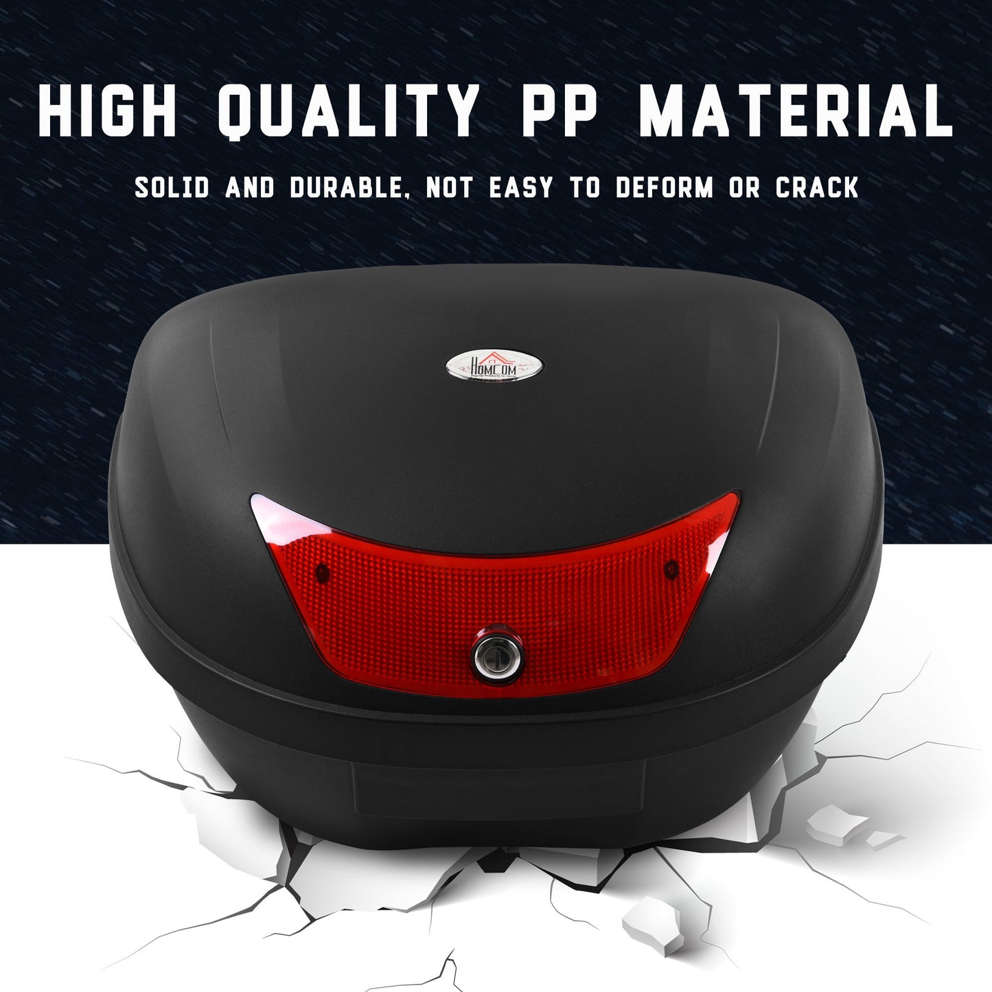 48L Motorcycke Trunk Travel Luggage Storage Box, Can Store Helmet HOMCOM
