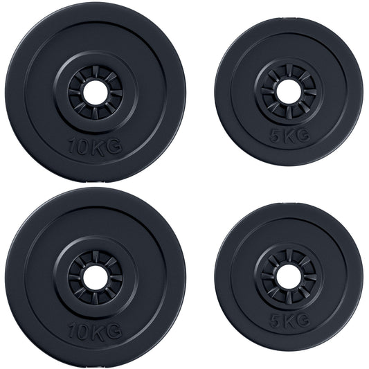 4 Piece Dumbell Barbell Plate Set 2 x 5kg and 2 x 10kg for Home Gym HOMCOM