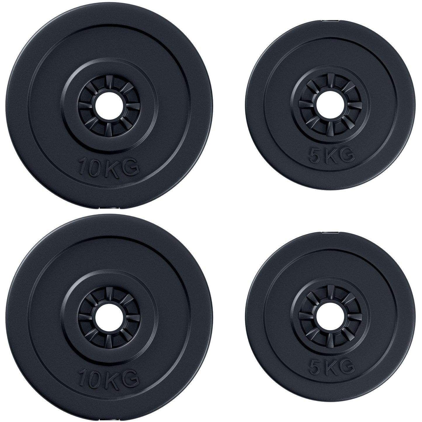 4 Piece Dumbell Barbell Plate Set 2 x 5kg and 2 x 10kg for Home Gym HOMCOM