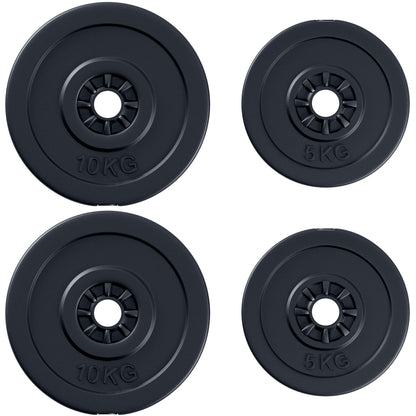 4 Piece Dumbell Barbell Plate Set 2 x 5kg and 2 x 10kg for Home Gym HOMCOM