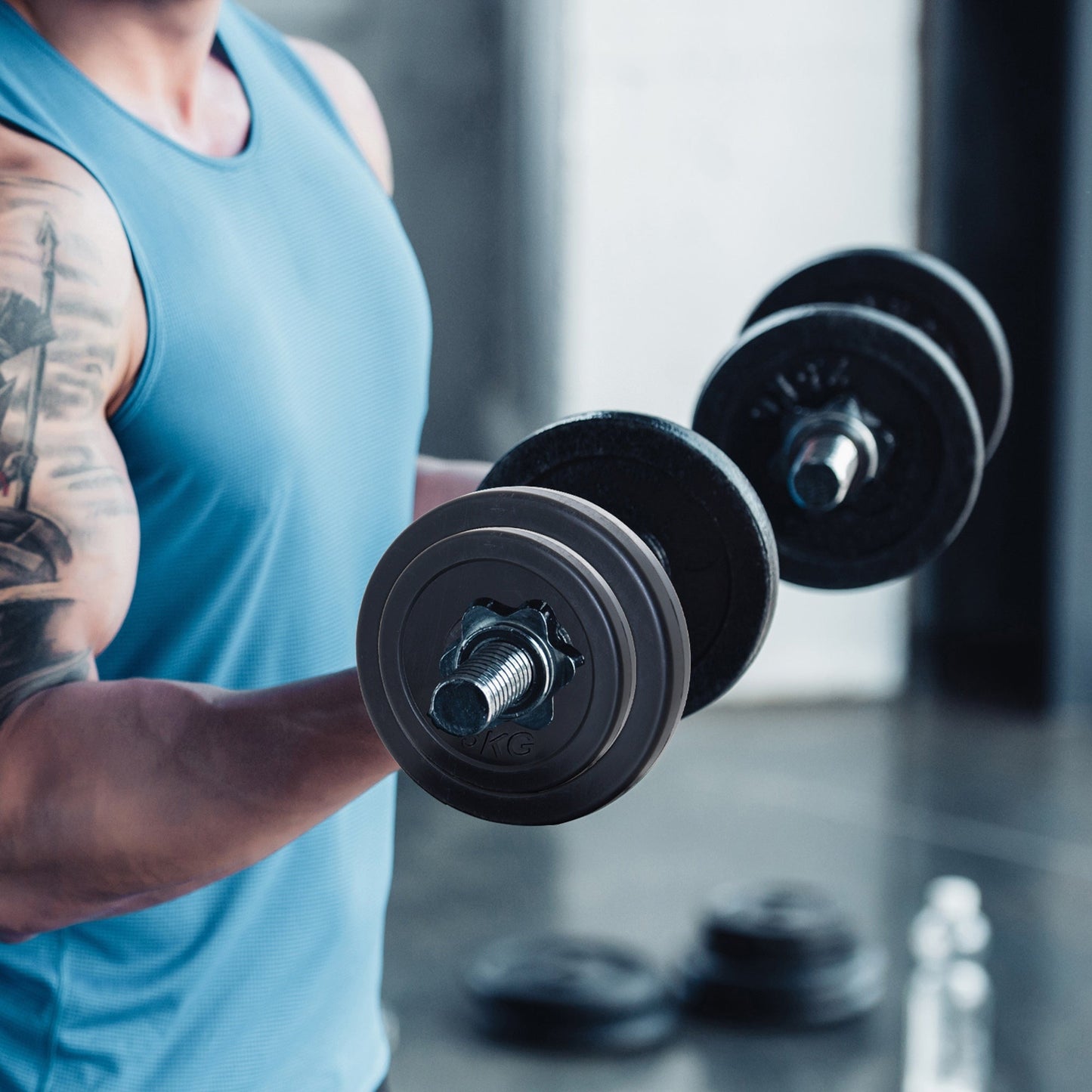 4 Piece Dumbell Barbell Plate Set 2 x 5kg and 2 x 10kg for Home Gym HOMCOM