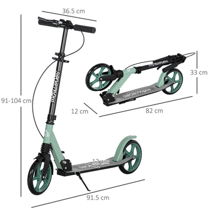 Folding Kick Scooter for 14+ w/ Adjustable Height, Dual Brake System HOMCOM
