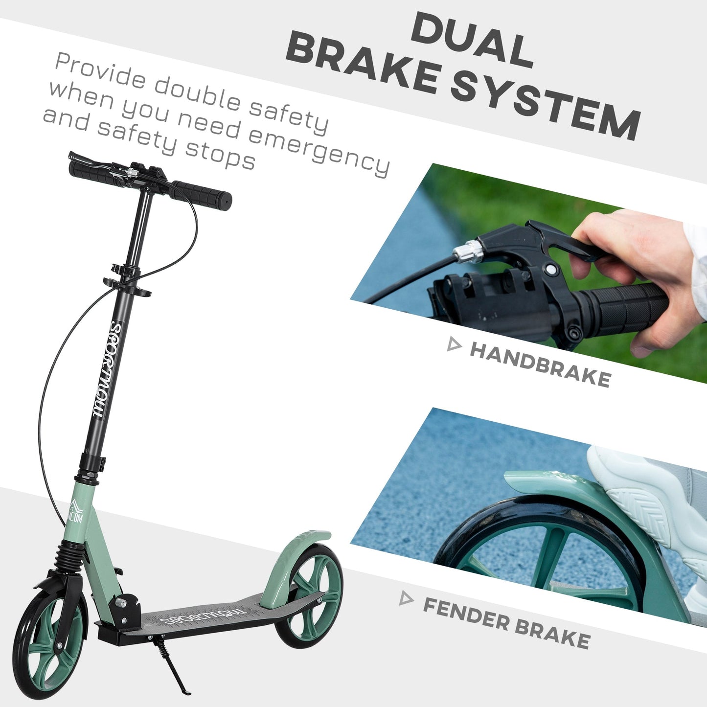 Folding Kick Scooter for 14+ w/ Adjustable Height, Dual Brake System HOMCOM