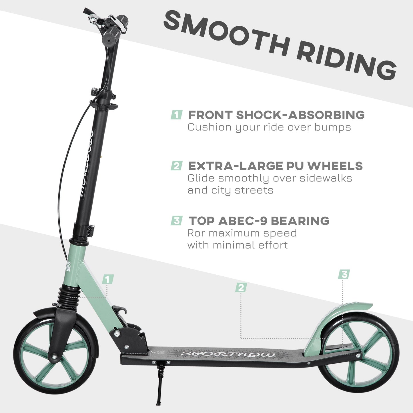 Folding Kick Scooter for 14+ w/ Adjustable Height, Dual Brake System HOMCOM