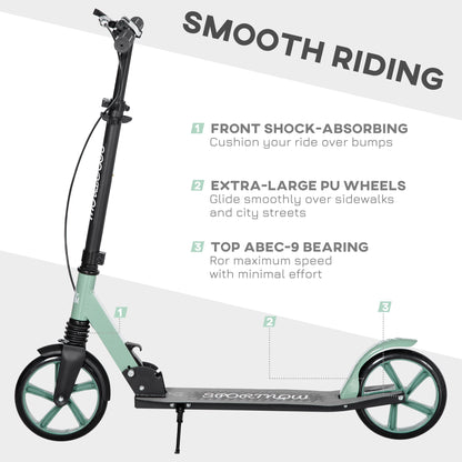 Folding Kick Scooter for 14+ w/ Adjustable Height, Dual Brake System HOMCOM