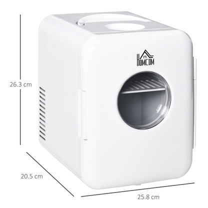 4L Mini Fridge, AC+DC Portable Cooler & Warmer for Home or Car, White HOMCOM