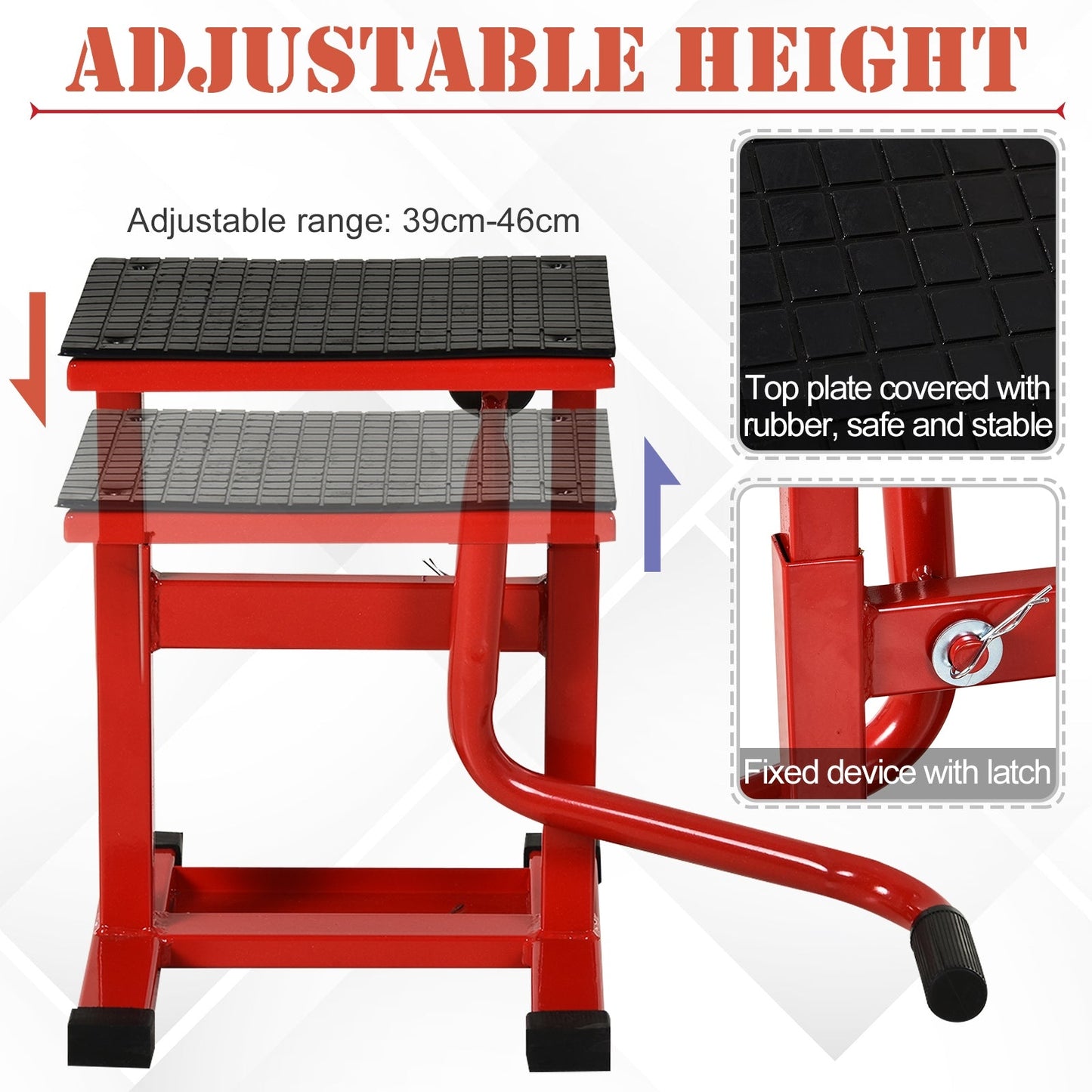 Steel Motorbike Jack Lift Rubber Platform Crank Lift  Repair Table Durhand