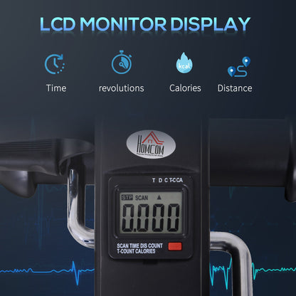 Mini Exercise Bike Portable Pedal Manual Machine Indoor Fitness Black HOMCOM