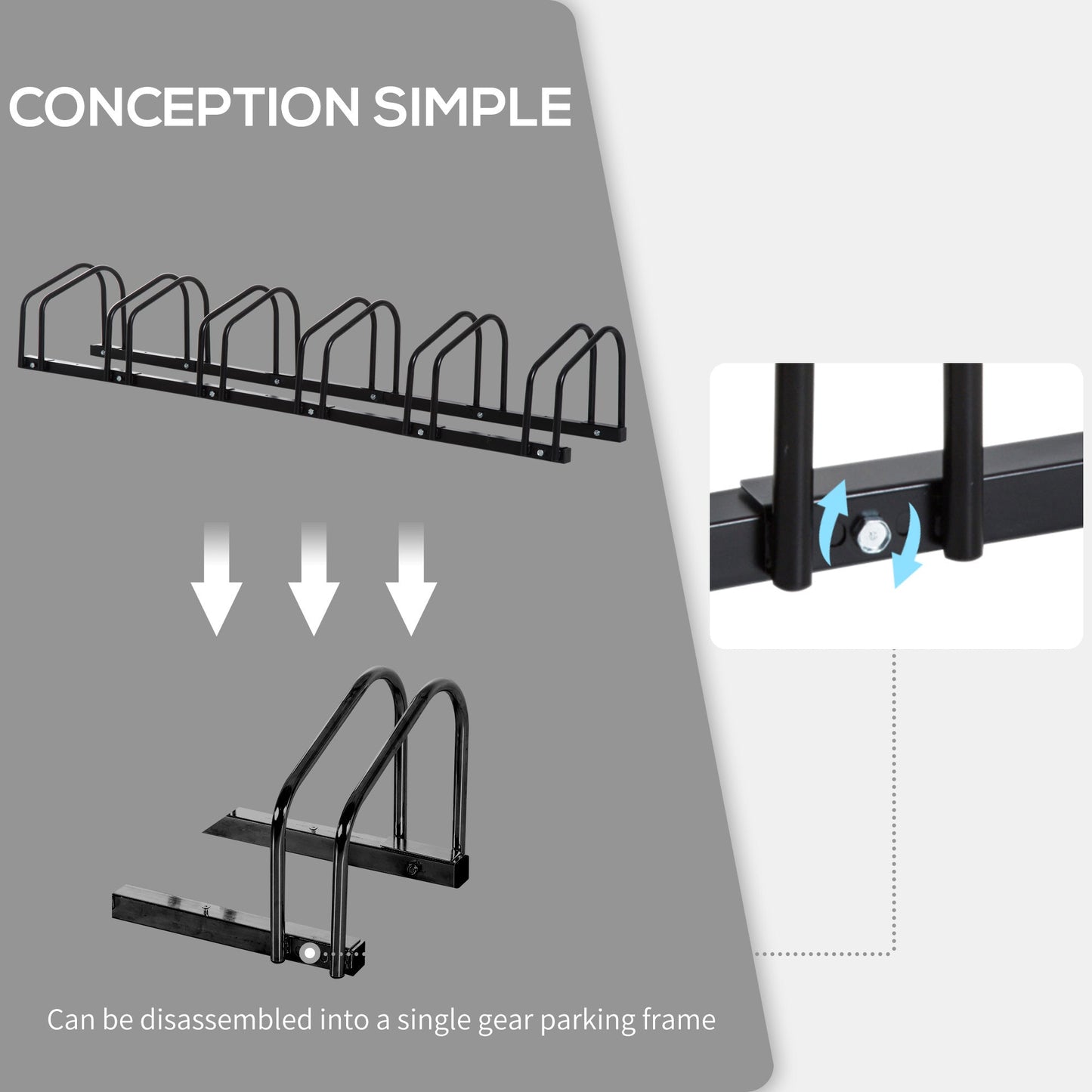 6 Bike Parking Rack Locking Storage Stand Holder Floor Wall Mount Black HOMCOM