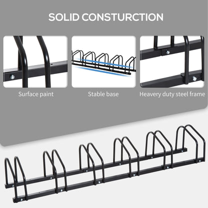 6 Bike Parking Rack Locking Storage Stand Holder Floor Wall Mount Black HOMCOM
