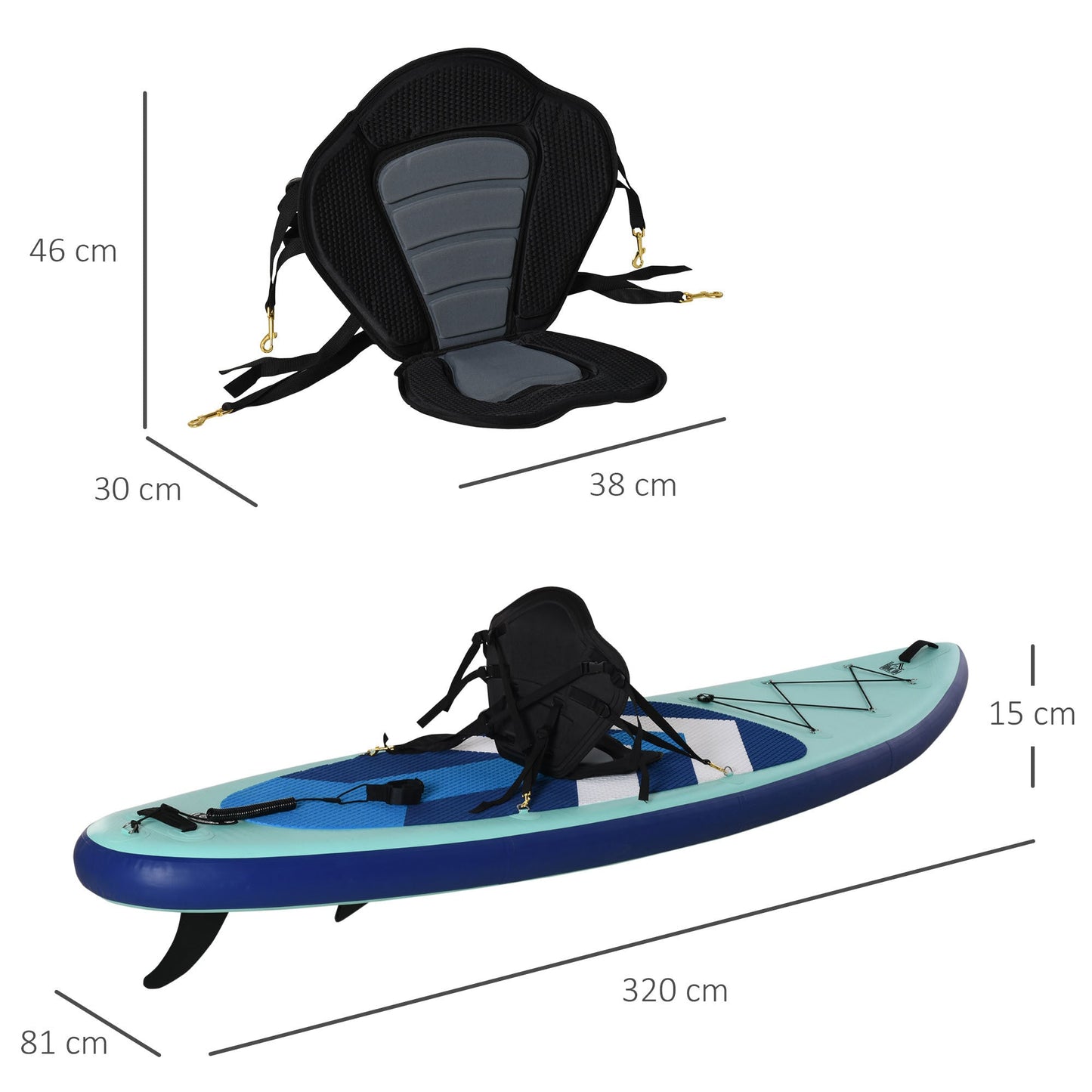 10.5ft Inflatable Stand Up Paddle Board Kayak Conversion Adults Kids HOMCOM