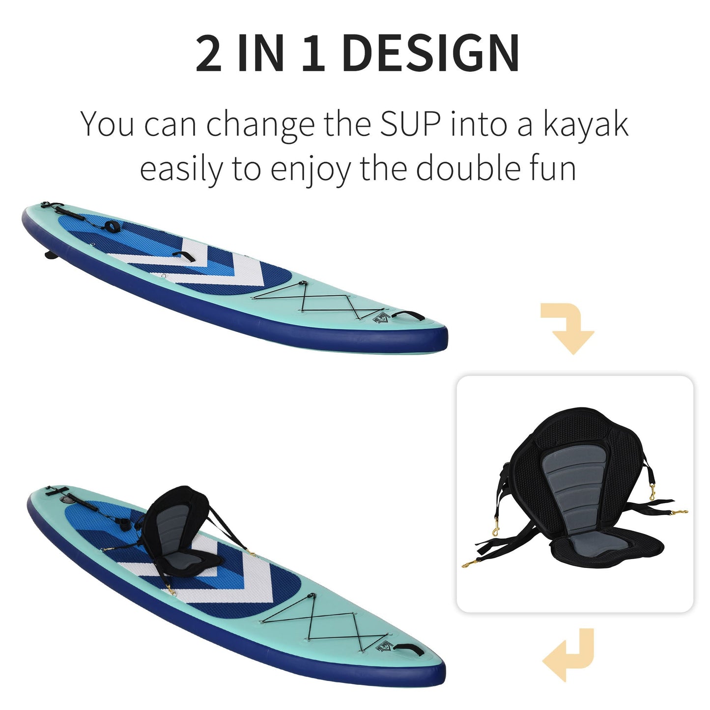 10.5ft Inflatable Stand Up Paddle Board Kayak Conversion Adults Kids HOMCOM