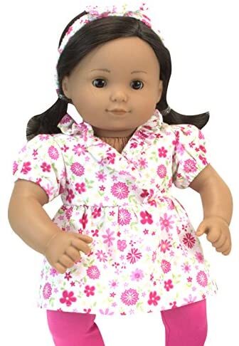 8 Piece Floral Baby Dolls Clothes Set with Doll Shoes Doll Dress with Leggings