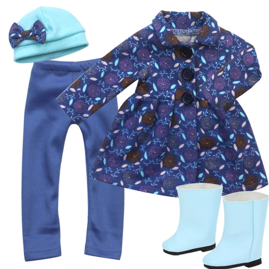 4 Piece Baby Dolls Clothes Set, 15" Doll Coat & Leggings & Hat Outfit & Boots