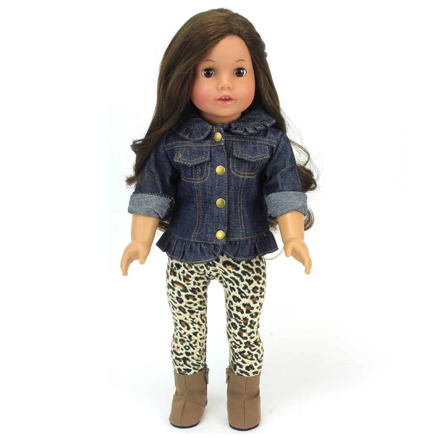 3 Piece Baby Dolls Clothes Set, 18" Doll Denim Jacket & Leggings Outfit & Boots