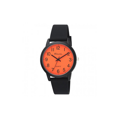 Ravel Men's Sports Orange Dial with Black Silicone Watch R1814.8