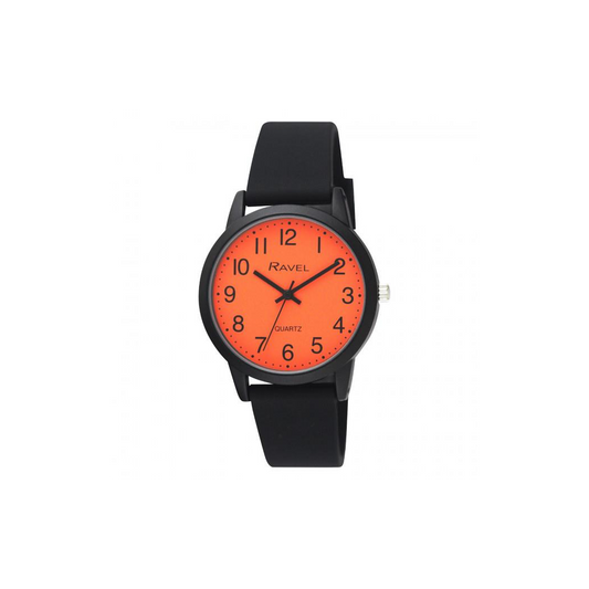 Ravel Men's Sports Orange Dial with Black Silicone Watch R1814.8