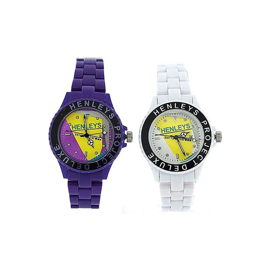 Henleys Project Deluxe Women's Set of 2 Funky Plastic Watch Purple-White SUMMERTWIN