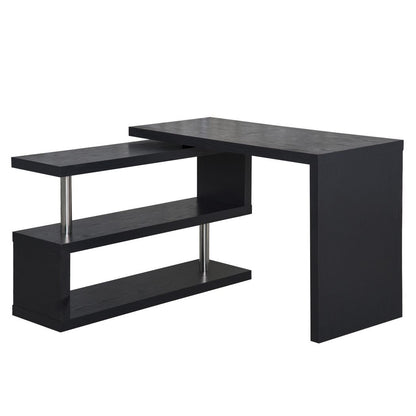 Modern Corner Rotating L-Shaped Office Table Computer Desk with Storage Shelf