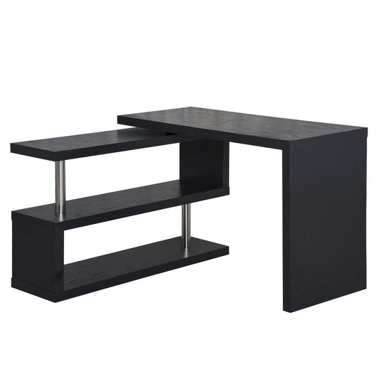 Modern Corner Rotating L-Shaped Office Table Computer Desk with Storage Shelf