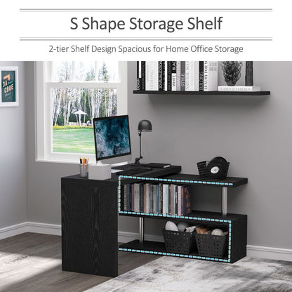 Modern Corner Rotating L-Shaped Office Table Computer Desk with Storage Shelf