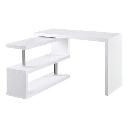 Modern Corner Rotating L-Shaped Office Table Computer Desk with Storage Shelf
