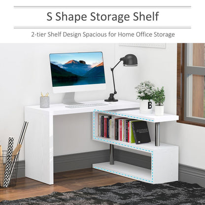 Modern Corner Rotating L-Shaped Office Table Computer Desk with Storage Shelf