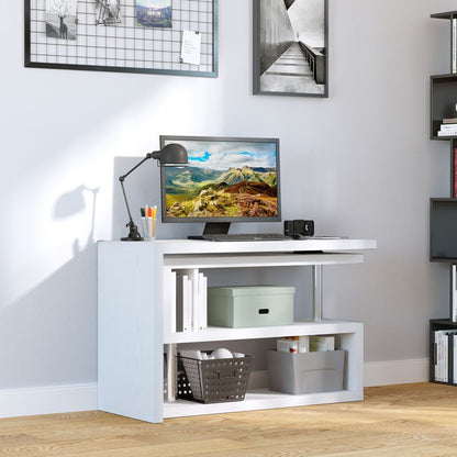 Modern Corner Rotating L-Shaped Office Table Computer Desk with Storage Shelf
