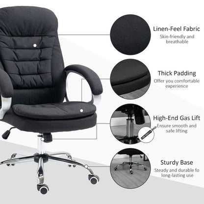 Executive Office Chair with 360? Swivel Wheels Armrests Adjustable Height Black