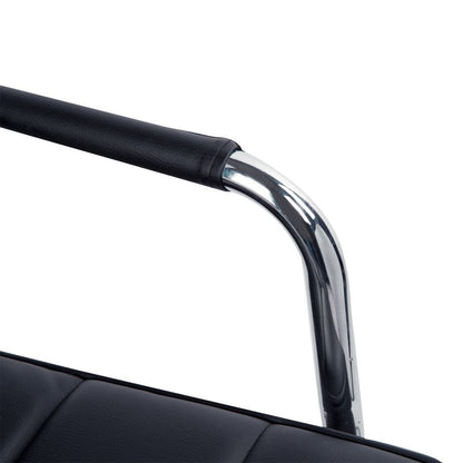 Mid Back PU Leather Home Office Chair Swivel Desk Chair with Arm, Wheel, Black